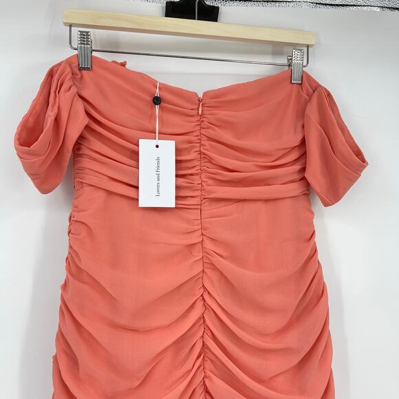 Lovers and Friends | NWT Elora Gown in Coral Off Shoulder Tiered Ruffle Maxi S - Picture 9 of 13